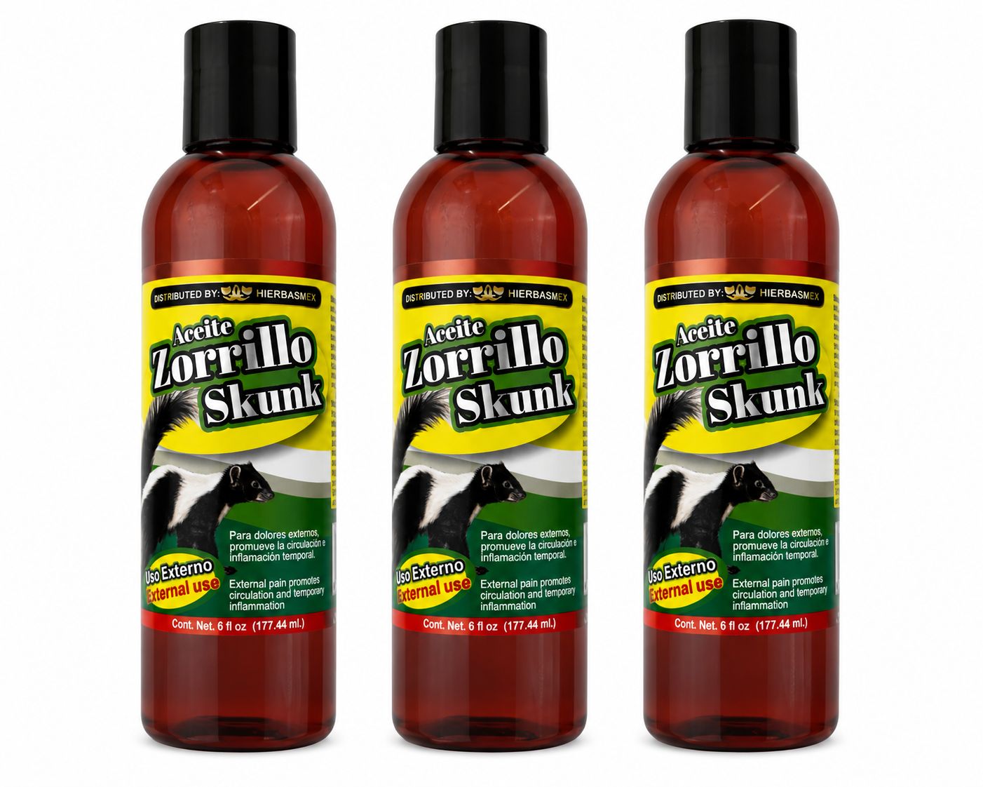 3 Pack Aceite de Zorrillo 6 fl oz.