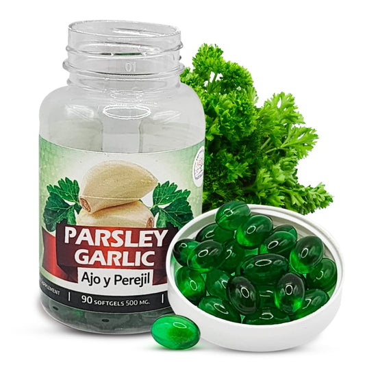 Suplemento Aceite de Ajo y Perejil Parsley Garlic Oil 60 Caps 100% Natural