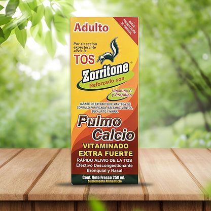 Jarabe Tos  Adulto Zorritone Reforzado con Vitamina C y Propóleo Pulmo Calcio Vitaminado Extra Fuerte 250ml