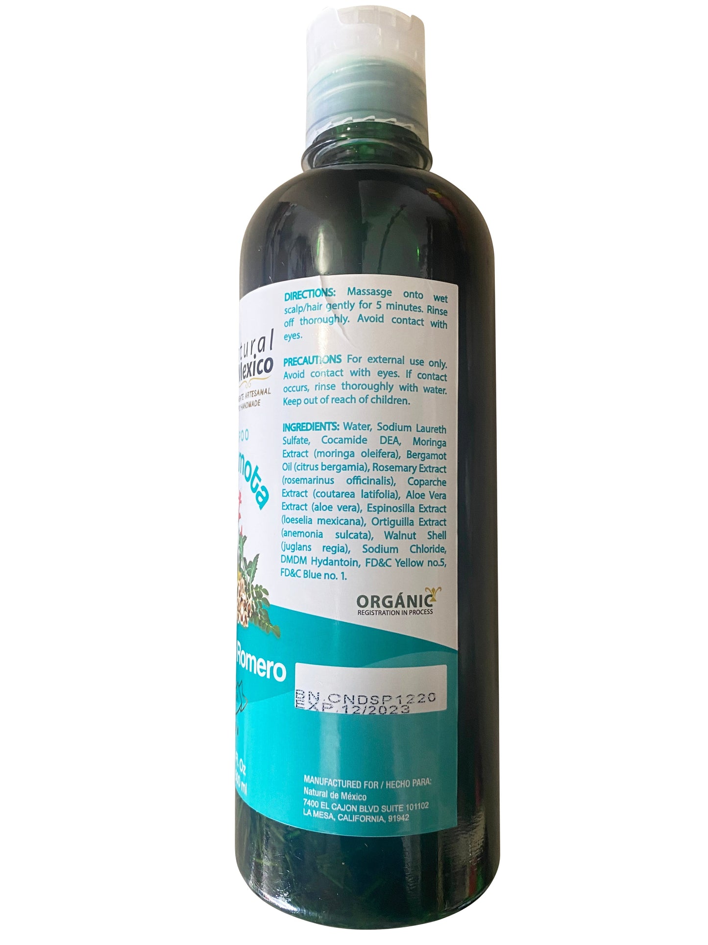 Shampoo de Bergamota con Moringa y Romero Shampoo 16 Fl Oz Enriquecido Premium Quality