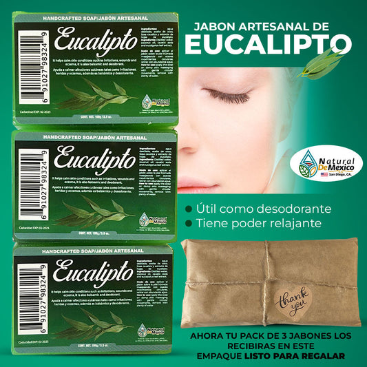 3 Pack Jabon Barra Eucalipto Eucalyptus Soap Jabon de Barra