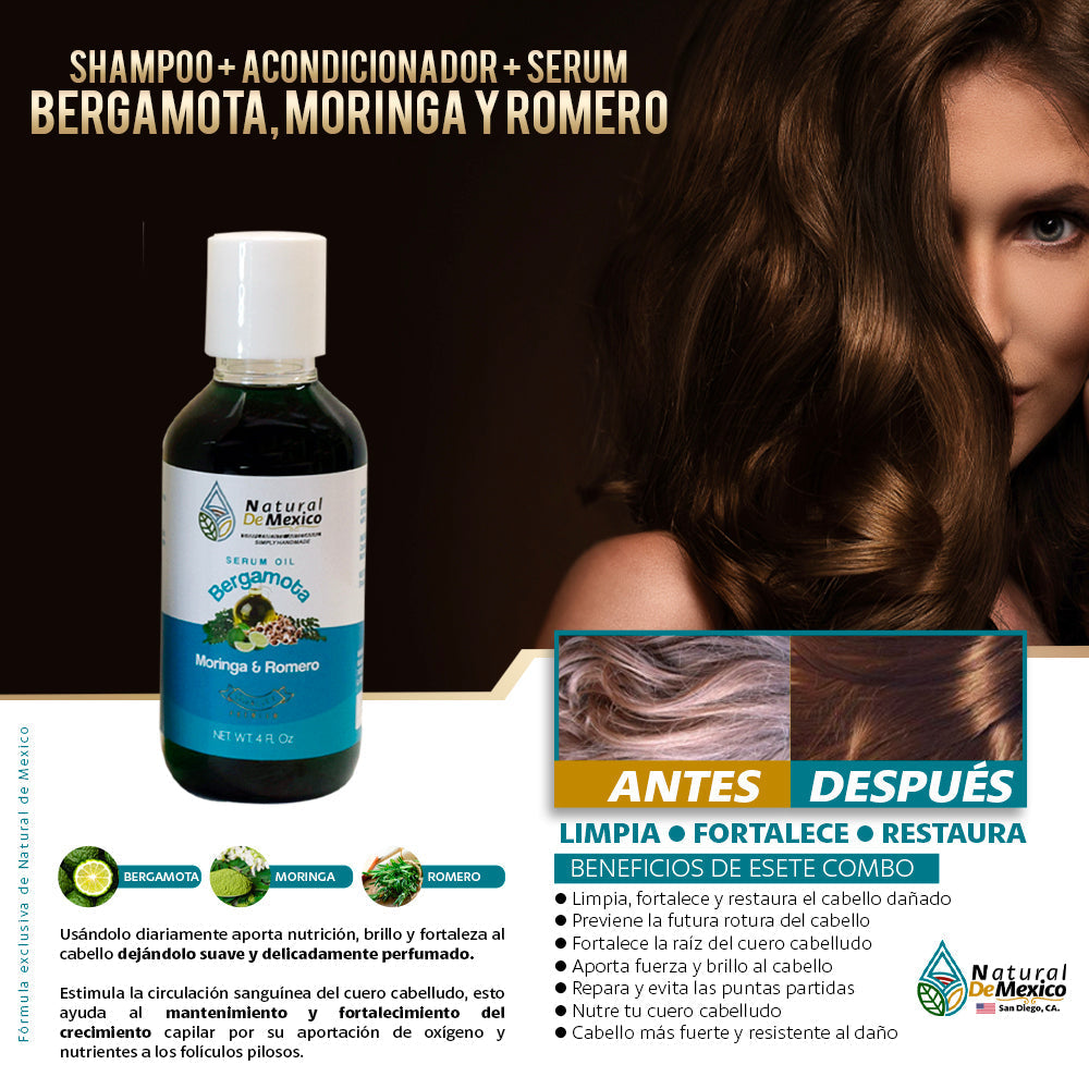 Serúm Oil de Bergamota Moringa y Romero Cabello Hermoso